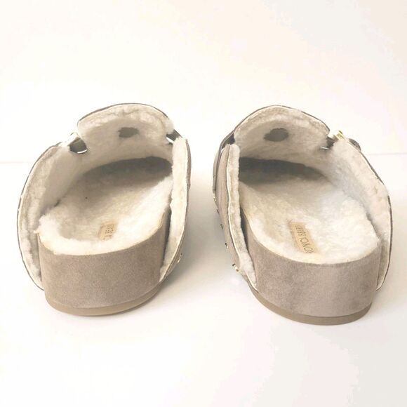 Veronica Beard Fern Suede Shearling Taupe Clog Women Size 8M - Picture 6 of 8